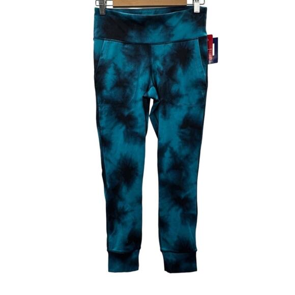 Champion Blue & Black Tie Dye Print Mid Rise Sport Jogger Tight in Cloud Burst M - Picture 2 of 11